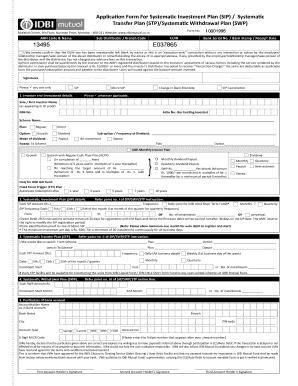 IDBI Mutual Fund SIP/STP/SWP Application Form