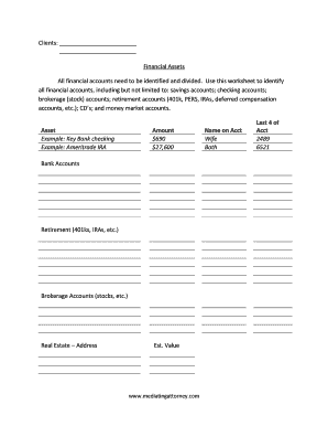 Divorce Financial Worksheet