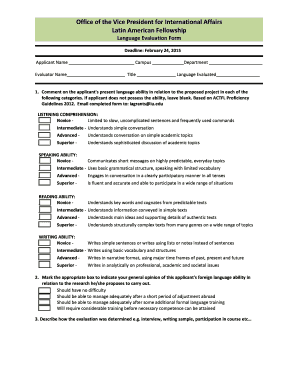 LAF Language Evaluation Form - IU Worldwide