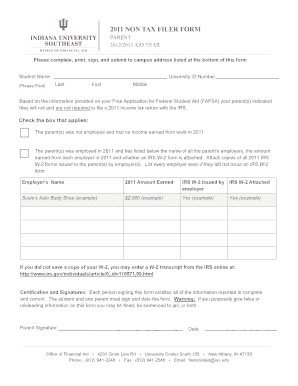 2011 Non-Tax Filer Form