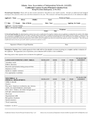 Teacher Evaluation Form - Atlanta International School - aischool