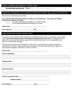 Student Medication Permission Form