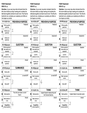 PQRST Reading Bookmark
