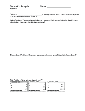 Geometric Analysis Worksheet