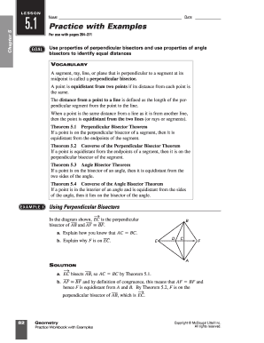 Geometry Lesson 5.1 Practice Worksheet