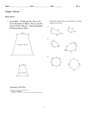 Chapter 7 Review Geometry Worksheet