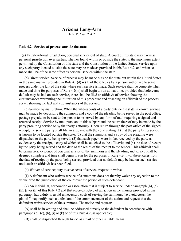 Fillable Online Arizona LongArm Fax Email Print pdfFiller