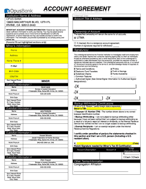 UTMA Account Opening Form