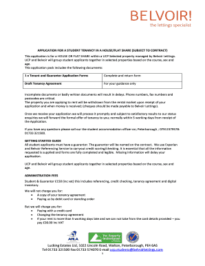 Student Tenancy Application Form
