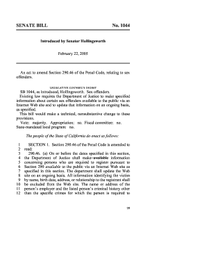 1044 Introduced by Senator Hollingsworth February 22, 2005 An act to amend Section 290 - leginfo public ca