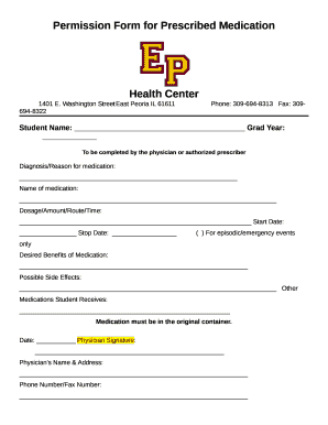 Permission Form for Prescribed Medication