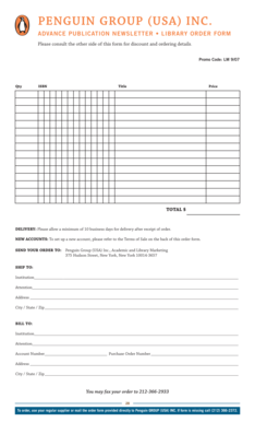 Penguin Group Library Order Form