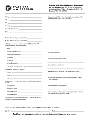 Reduced Fee Referral Request