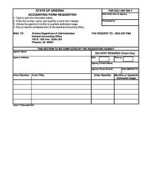 Arizona Accounting Form Requisition