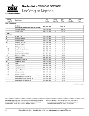 Looking at Liquids - Parts List - Delta Education