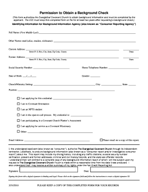 Permission to Obtain a Background Check