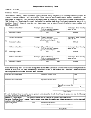 Designation of Beneficiary Form