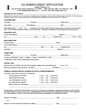Co-Signer Credit Application