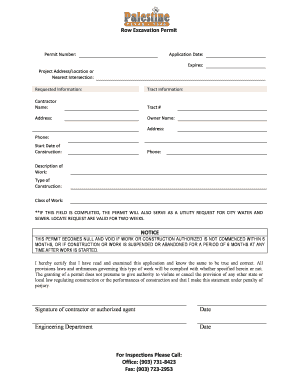 Row Excavation Permit Application