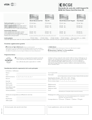 Demande de carte de crédit