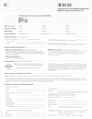 Demande de carte PrePaid MasterCard®