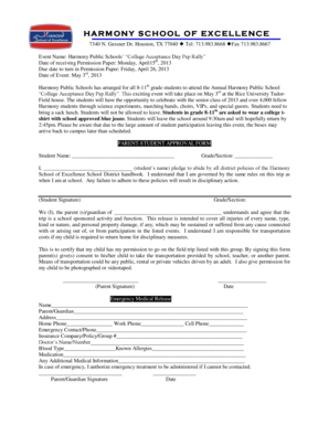 Harmony Public Schools College Acceptance Day Permission Form