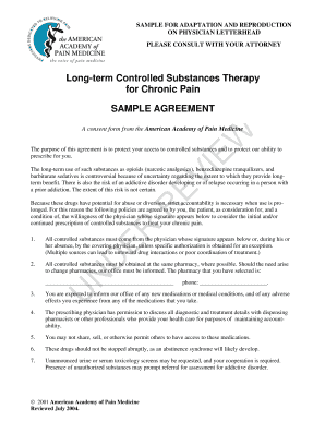 Long-Term Controlled Substances Therapy Agreement
