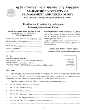 Maharishi University Enrollment Form