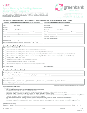 VEEC Space Heating & Cooling Systems Form