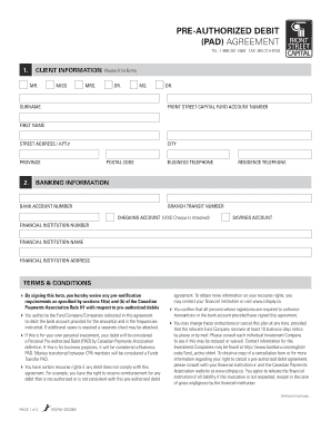Pre-Authorized Debit Agreement