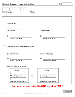 Real Estate Listing Price Change Form