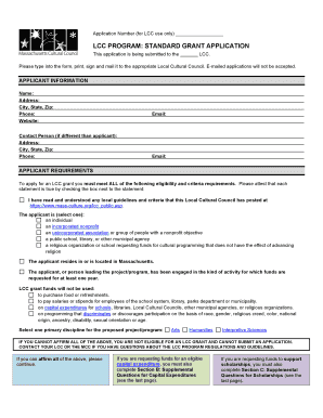 Massachusetts Standard Grant Application