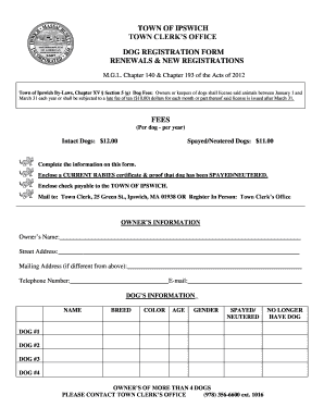 Ipswich Dog Registration Form