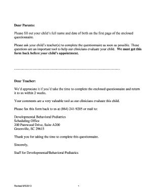 Preschool Teacher Questionnaire