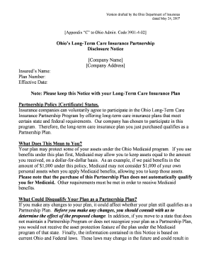 Ohio Long-Term Care Insurance Partnership Disclosure Notice