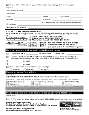 United Way Pledge Form