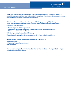 Deutsche Bank Währungskontoantrag