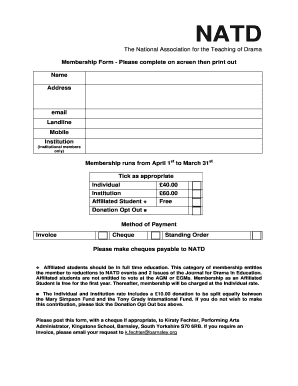 NATD Membership Form