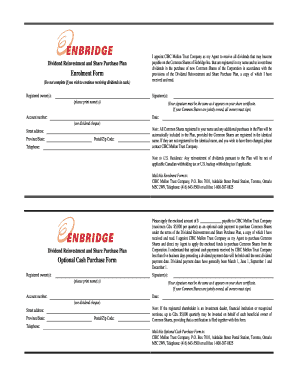 Enbridge Dividend Reinvestment and Share Purchase Plan Enrolment Form
