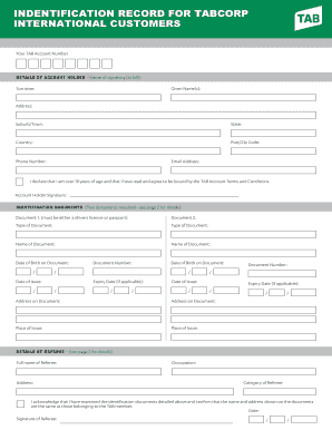 TABCorp International Customer Identification Record