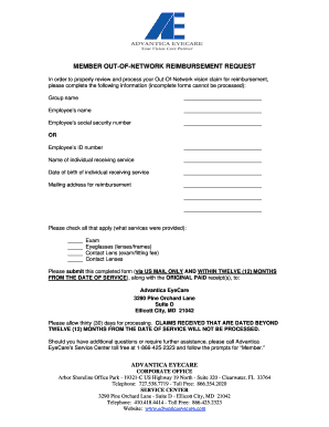 Out-of-Network Vision Reimbursement Request