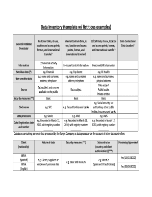 Data Inventory Template