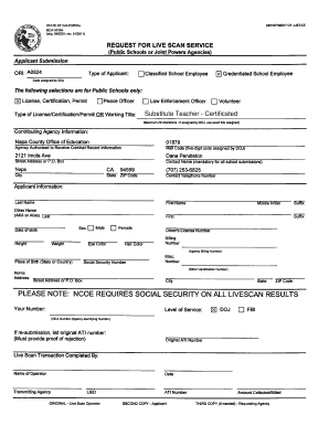 California Live Scan Request Form
