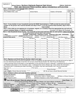 Free and Reduced Price School Meals Application