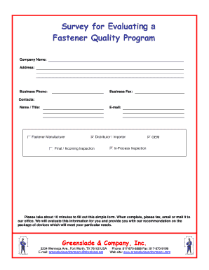 Fastener Quality Program Survey