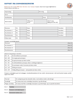 Norwegian Football Referee Observer Report