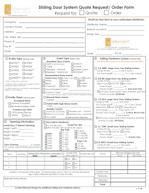 Sliding Door System Quote Request Form