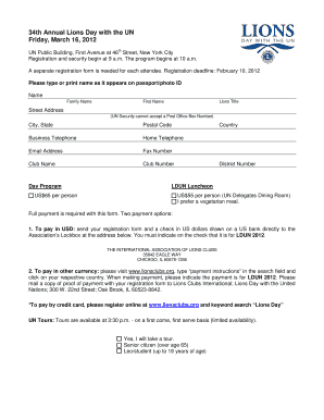 Lions Day with the UN Registration Form
