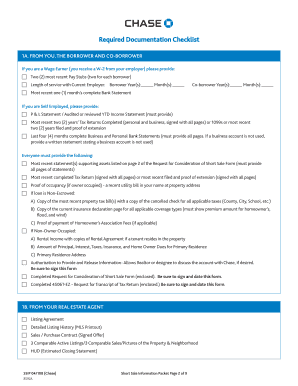 Chase Short Sale Information Packet
