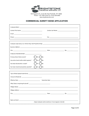 Business Bond Application Form